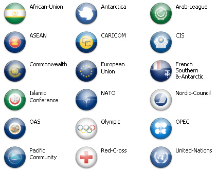 Bandiere dal mondo - Antartica ed Org.Internazionali (18 icone)