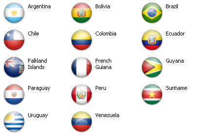 Bandiere dal mondo - Sud America 14 icone